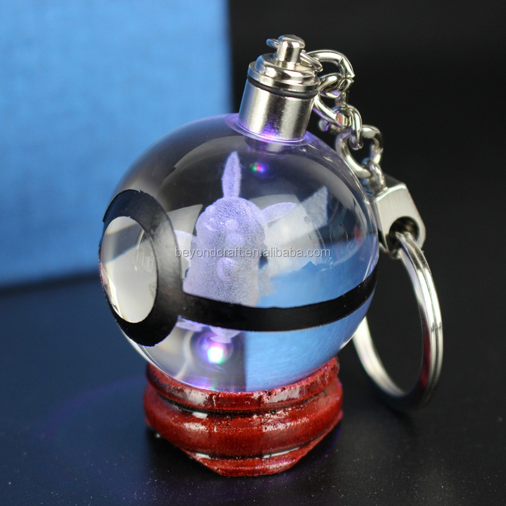 HOT NEW Pokeball Crystal Pokemon Go Keychain Crystal Pokeball