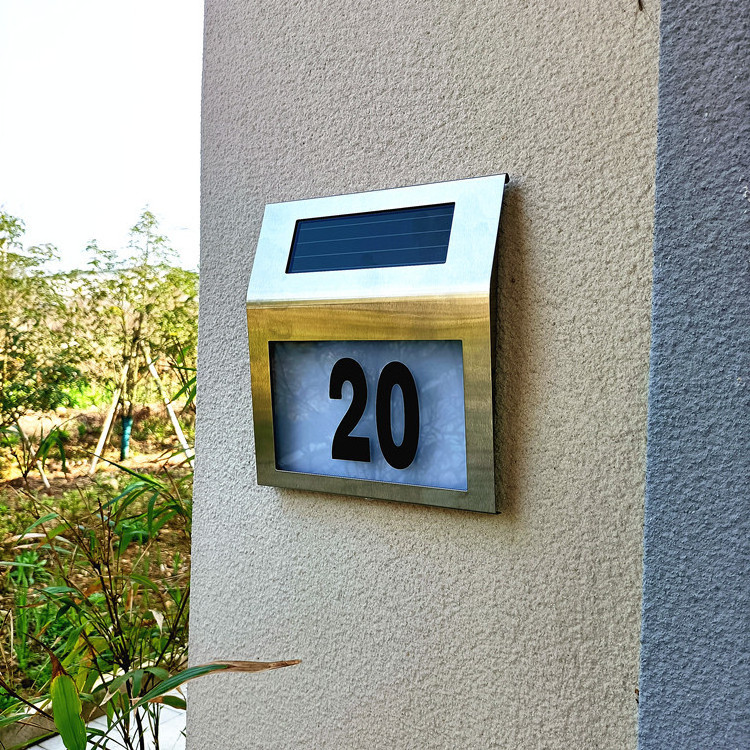 House Number Solar led Light Outdoor Doorplate Address Lamp Door Number Outdoor Lighting With Solar Rechargeable Battery