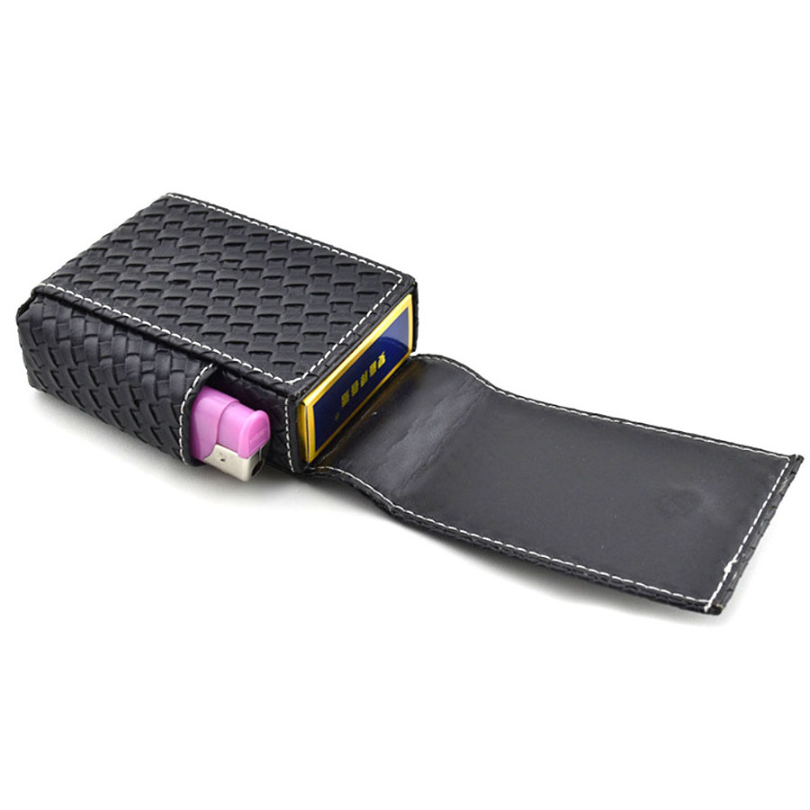 PU Leather Smoking Tobacco Cigarette Case Lighter Holder