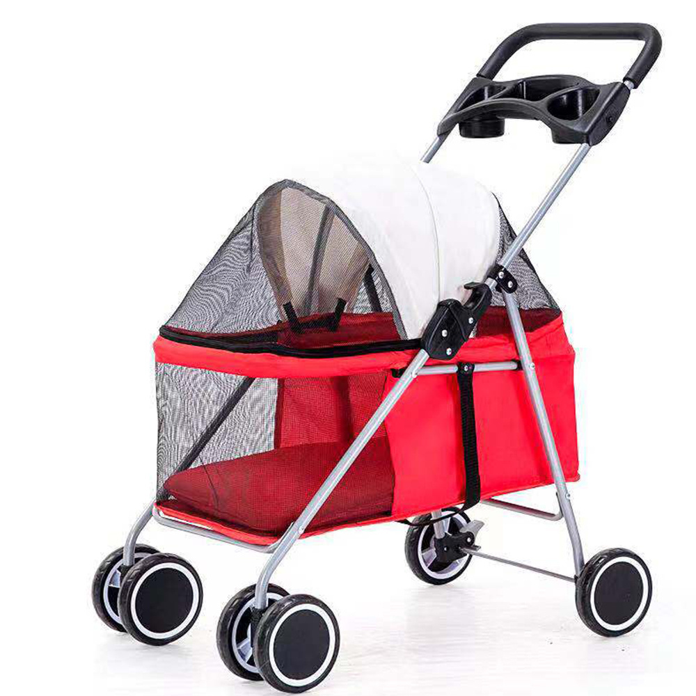 Great Quality Small Animals Carrier Pet Stroller Travel 4 Wheels Outdoor Dog Cat Strolling Cart Strolley