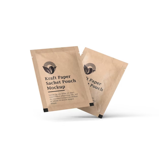 Biodegradable Custom Printed Kraft Paper Sample Sachet Pouch Skin Care Mini Shampoo Packaging Bag