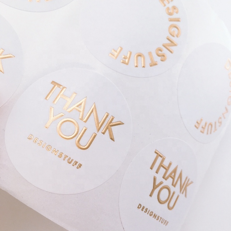 Custom Sticker Label Printing Logo Embossed Rose Gold Foil Sticker