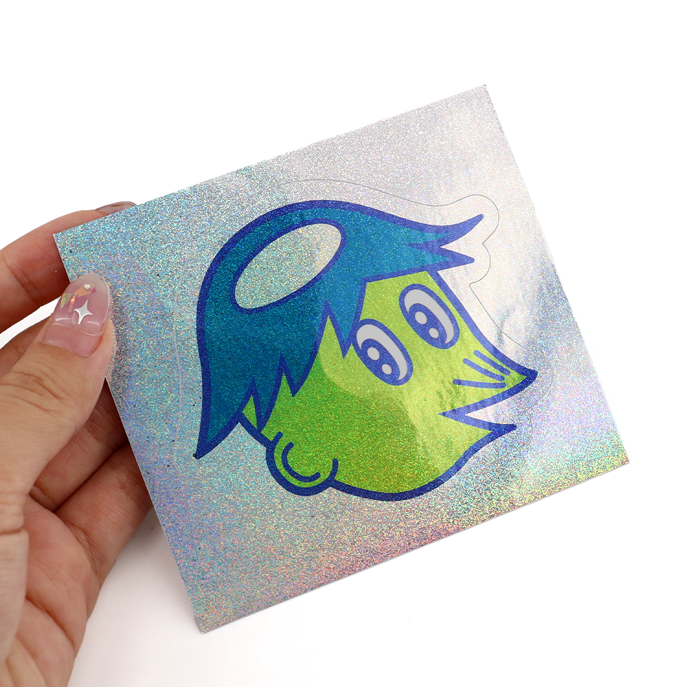 Custom Vinyl Flash Laser Hologram Sticker Logo Design Printed Waterproof Holographic Die Cut Cartoon Stickers