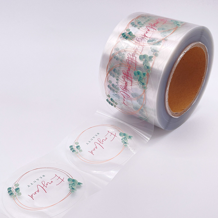 Customized Colourful Gloss Varnish PE Self Adhesive Paper Labels Roll Transparent Sticker