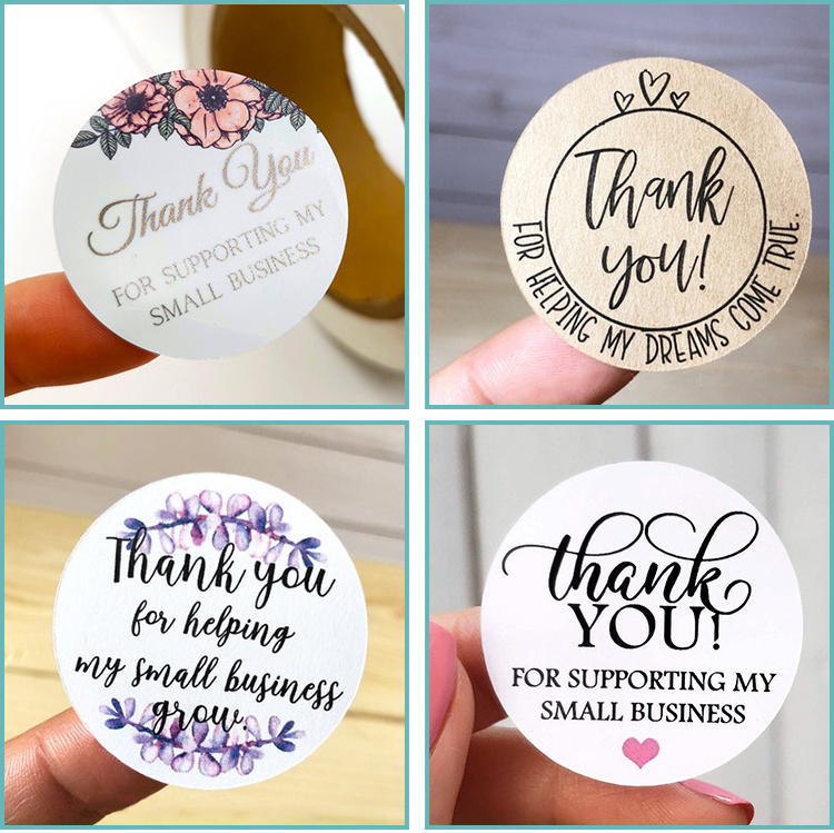 1.5Inch Custom Self adhesive Paper Roll Round Circle Thank You Stickers for Purchase