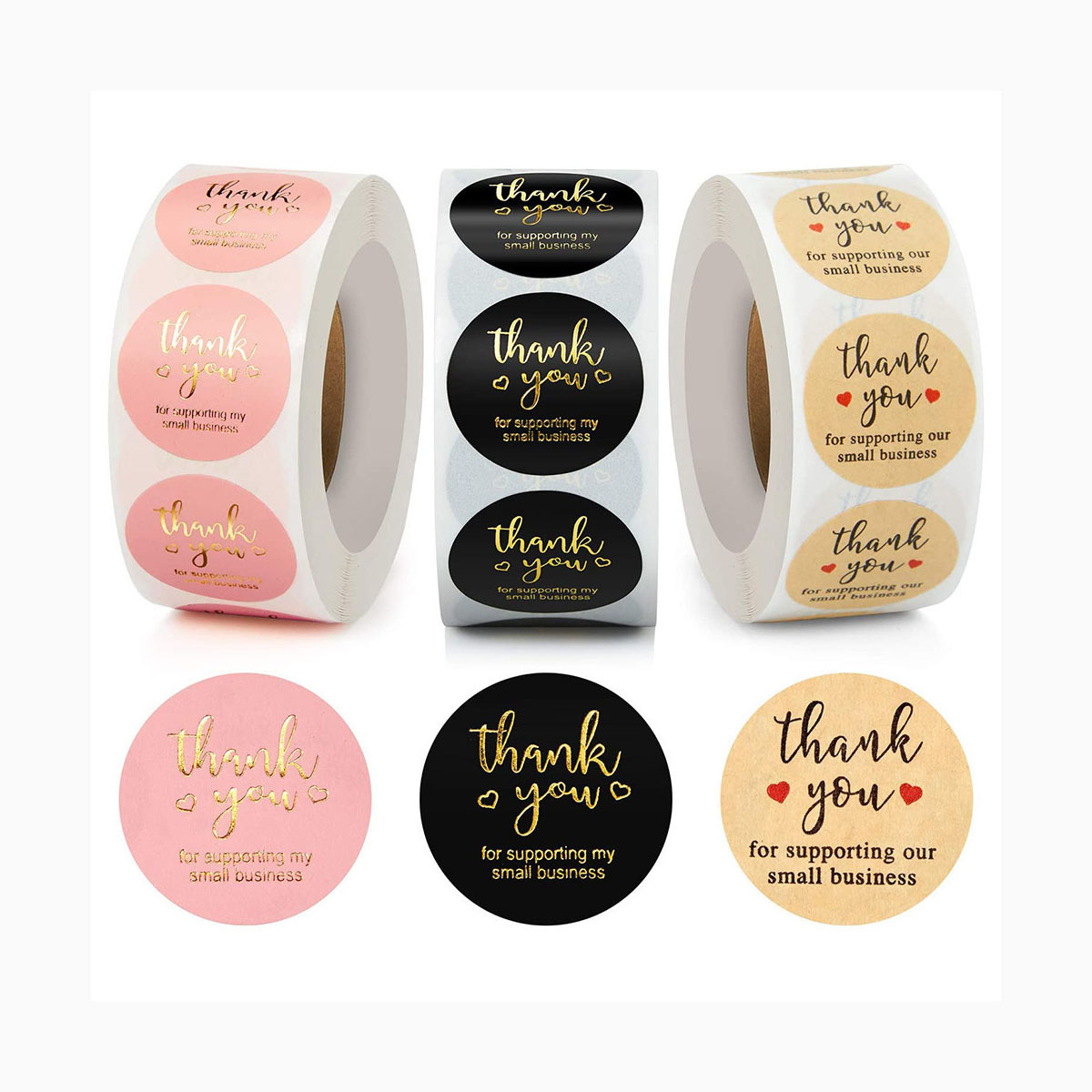 Custom Kraft Brown Paper Circle Sticker Self Adhesive  2 inch Round Thank You Stickers Roll