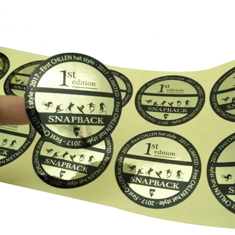 Custom Label Sticker Logo Printing Glossy Silver PFT Product Sticker for Hat