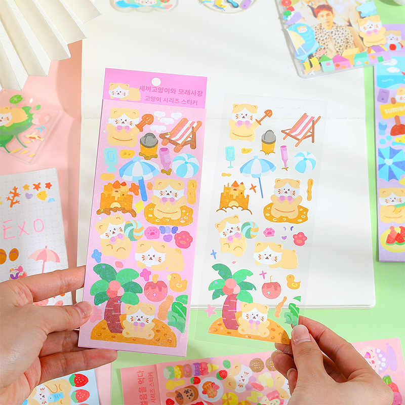 No moq customized decorative sticker Waterproof kiss Cut Vinyl paper Stickers Cute Carton Sticker Sheet