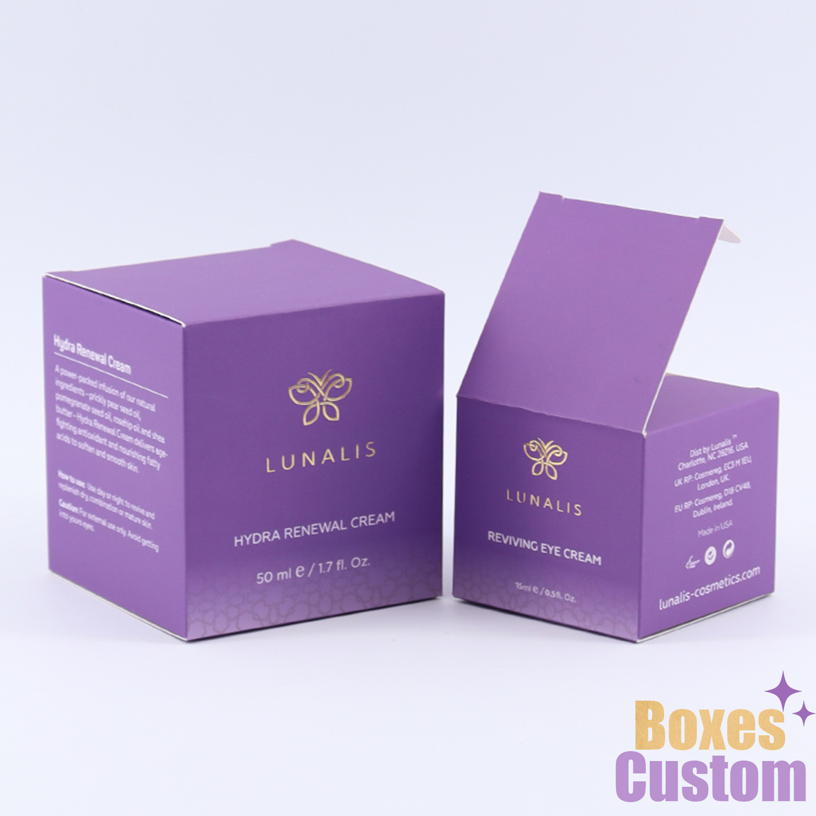 Custom paper box packaging, foldable coated paper packing serum packaging box for essential oil skin care products