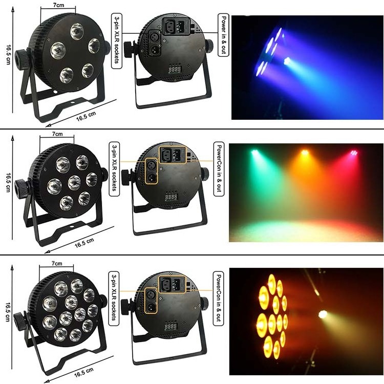 IR Remote Control 12x8W RGBWA UV 6in1 Wedding Event Disco Lighting DMX LED Slim Flat Par Can Stage Lights