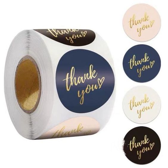 Eco Friendly Custom Kraft Paper Circle Adhesive Sticker Self Adhesive 2 inch Round Thank You Stickers Roll