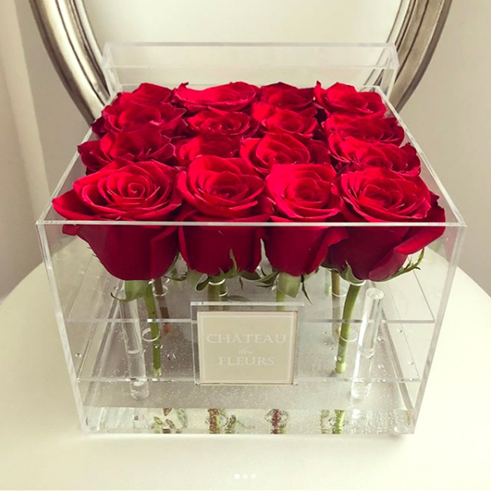 Luxury Customized Small Quality Clear Transparent Acrylic Flower Box For Rose