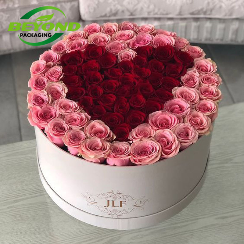 Luxury Wholesale Custom Logo Cardboard Flower White Round Hat Box Rose Flower Gift Carton Box For Flowers