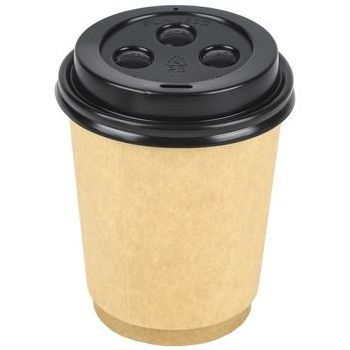 12 oz Custom Printing Logo Arabica Cawa Brown Hot Coffee Takeaway Double Wall Paper Cups with Lids Disposable