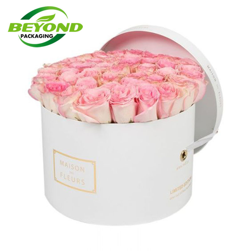 Luxury Wholesale Custom Logo Cardboard Flower White Round Hat Box Rose Flower Gift Carton Box For Flowers