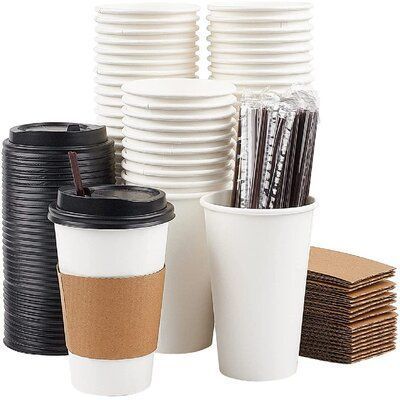 12 oz Custom Printing Logo Arabica Cawa Brown Hot Coffee Takeaway Double Wall Paper Cups with Lids Disposable