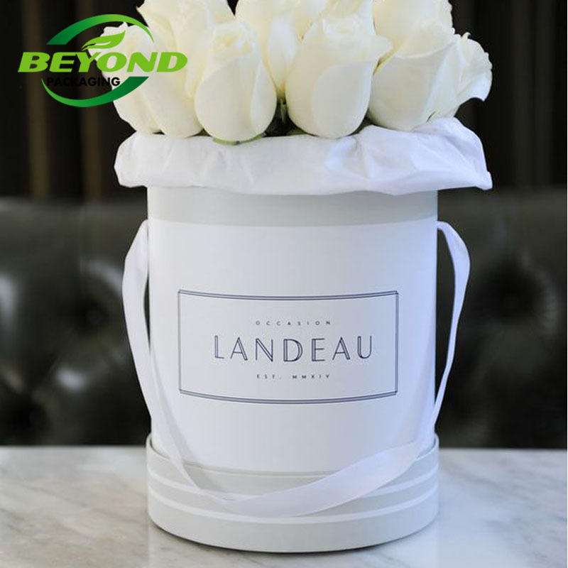 Luxury Wholesale Custom Logo Cardboard Flower White Round Hat Box Rose Flower Gift Carton Box For Flowers