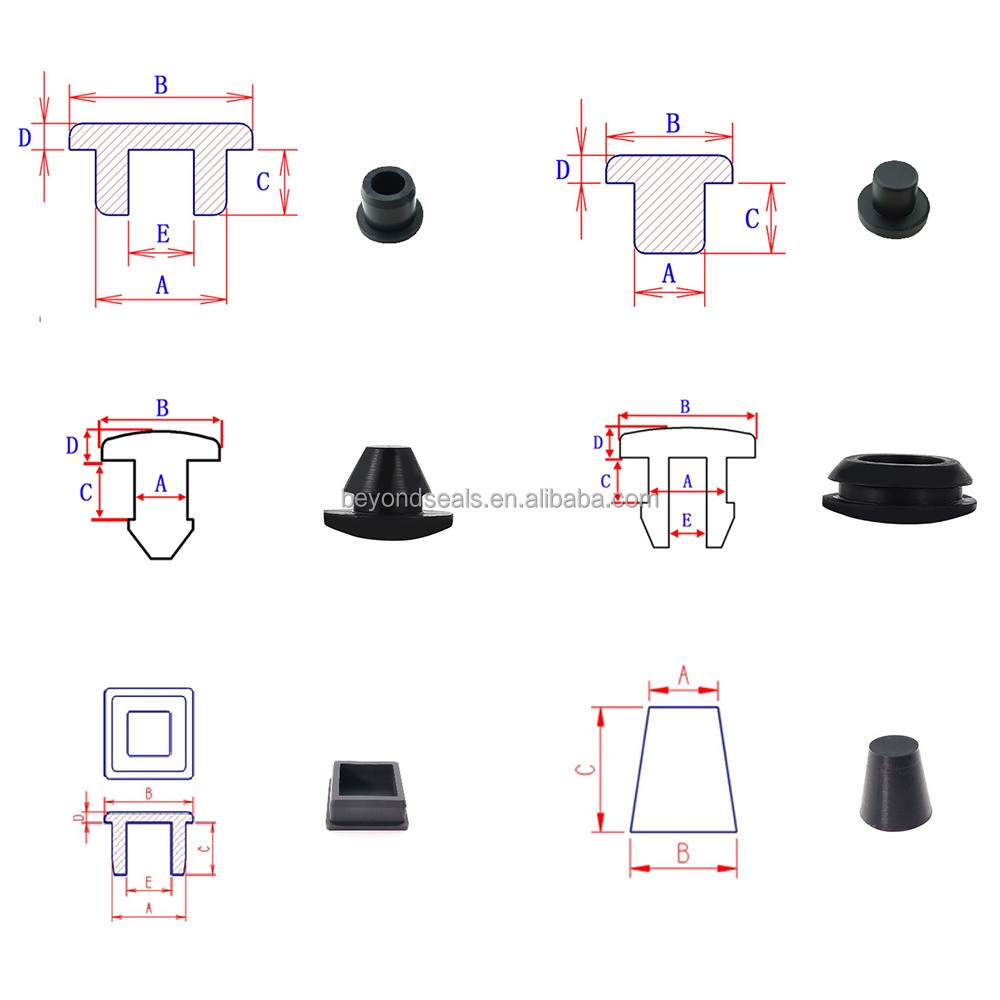 Customized Pipe Plugs Caps Covers Silicone Rubber Grommet Plug