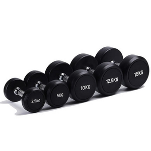 Wholesale 5 10 15 20 25 30LB  Dumbbell Weight Lifting Sports Fixed Round Head Rubber Coated Dumbbells