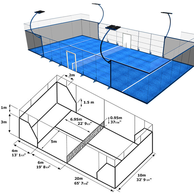 Custom Outdoor Indoor Tennis Court Portable Panoramic Paddle Tennis Court For Sale