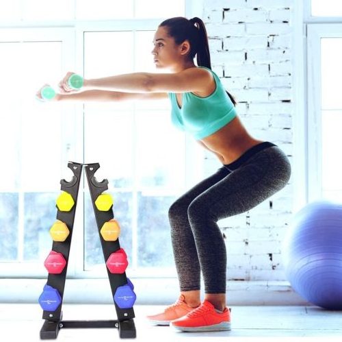 IN STOCK DROPSHIPPING mancuernas halteres gym fitness colorful hex dumbbell neoprene coat vinyl dumbbell set with rack