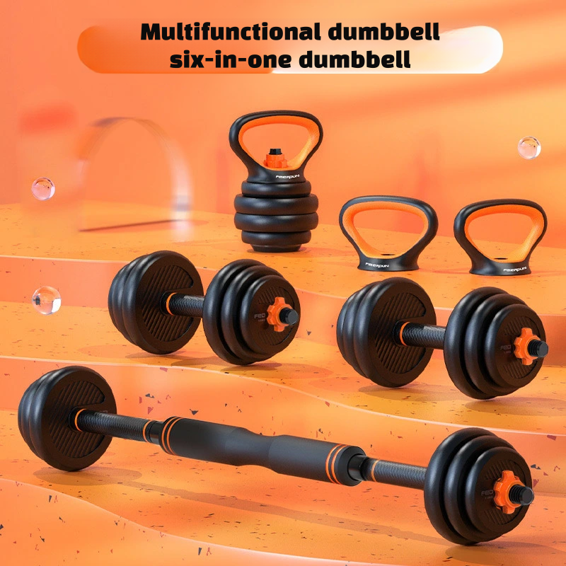 20kg Without Pot Handle Barbell Kettlebell Dumbbell Six-in-One Set Adjustable Rubberized Environmental Dumbbell