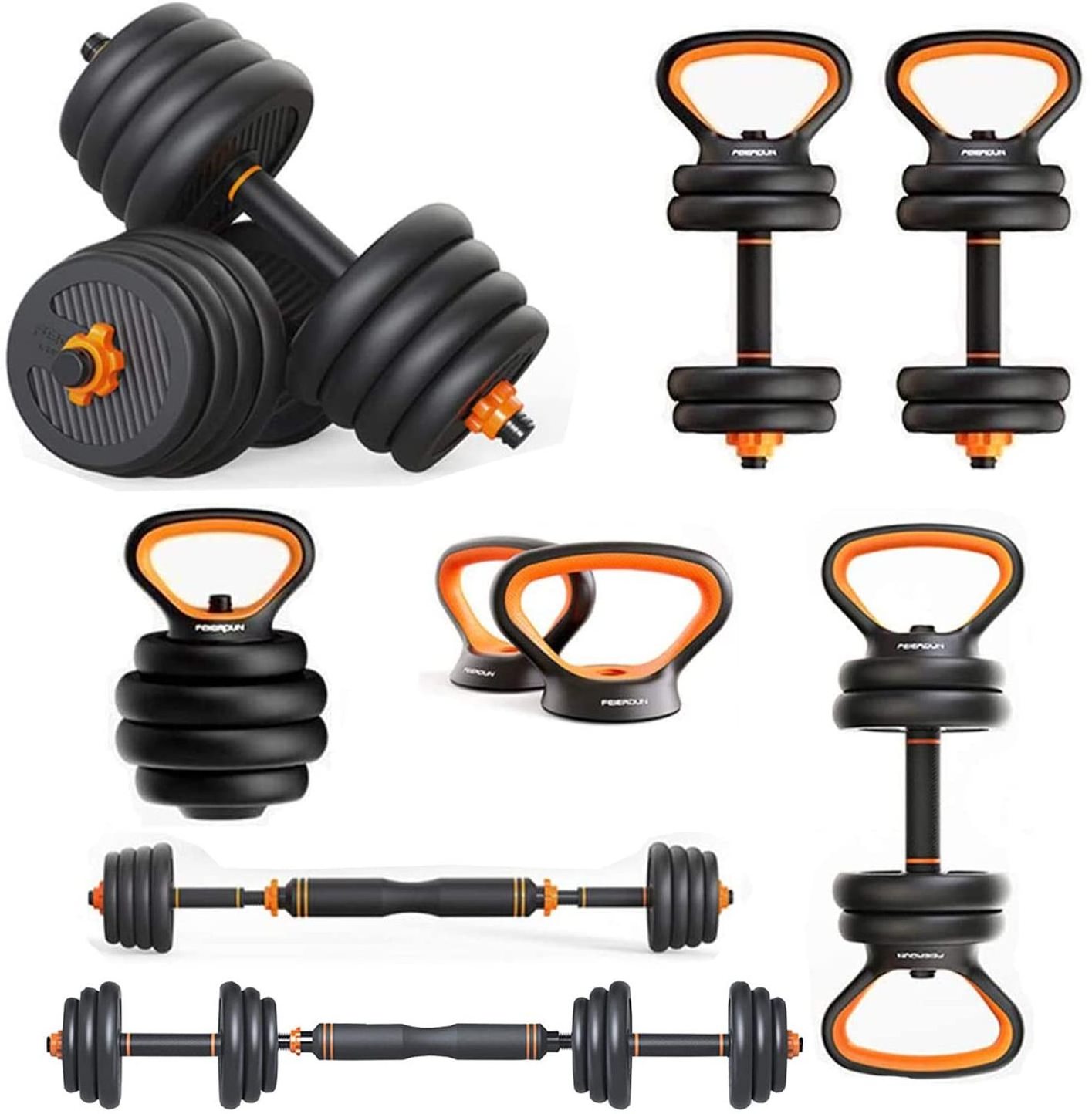 FED Dumbbell Set 6-in-1 adjustable Multi functional Barbell Kettle bell dumbbell