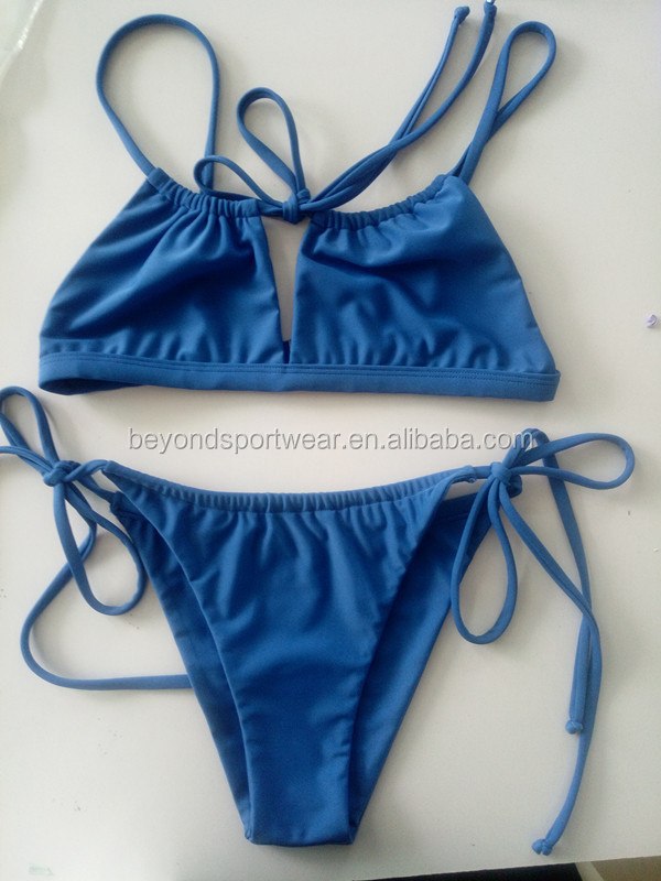 Private label bikini  Luxe Scrunch Ribbed Fabric sexy very small extreme micro front string bikini