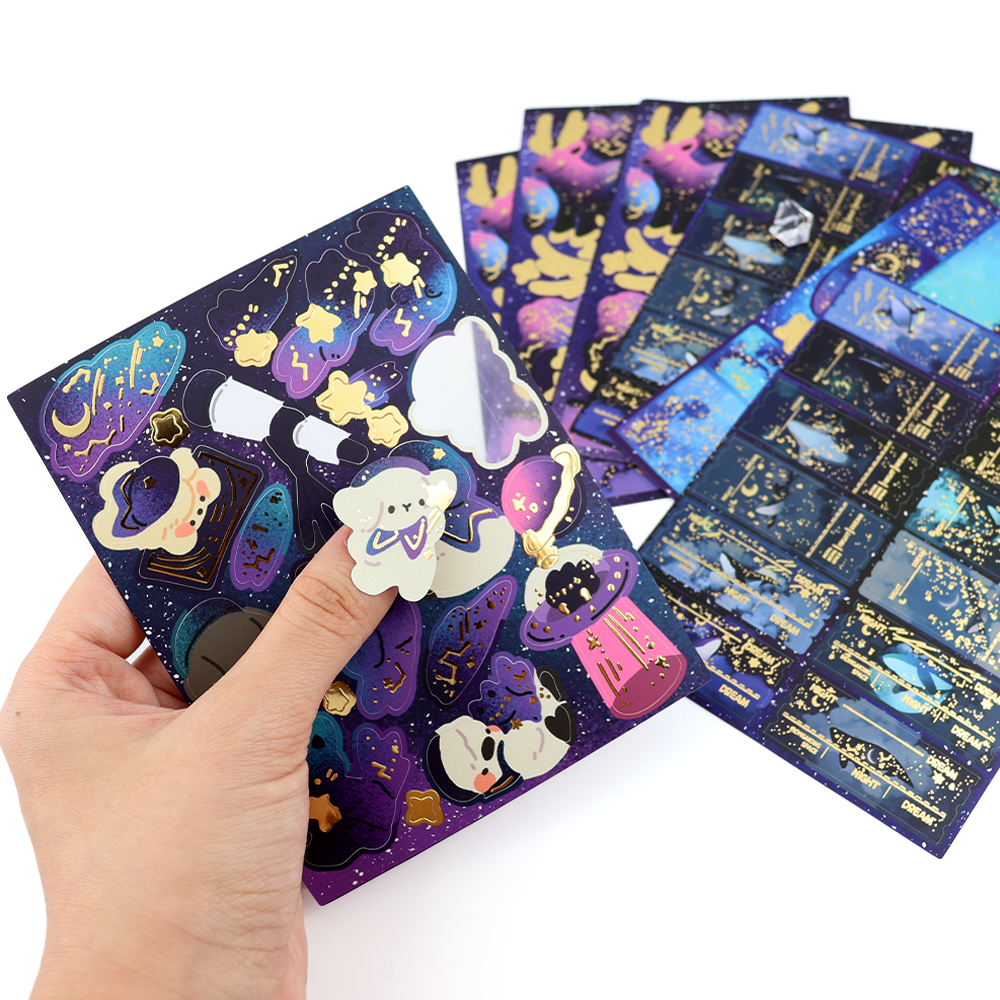 Waterproof Removable Vinyl Glitter Pvc Planner Custom Kiss Cut Sticker Sheets Printing Holo Sticker Suppliers