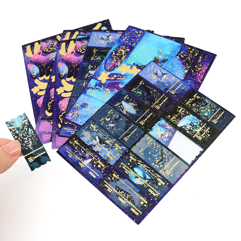 Waterproof Removable Vinyl Glitter Pvc Planner Custom Kiss Cut Sticker Sheets Printing Holo Sticker Suppliers