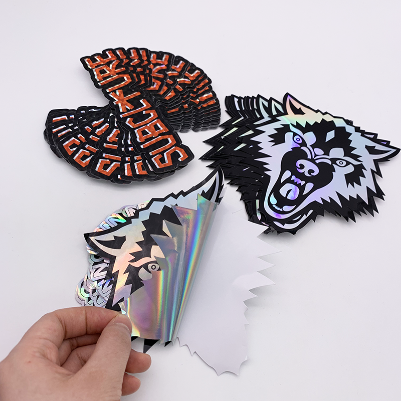 Printing High Quality Adhesive Rainbow Effect Holographic Custom Vinyl Die Cut Stickers