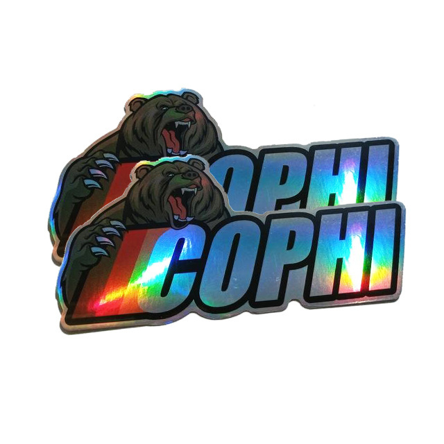 Printing High Quality Adhesive Rainbow Effect Holographic Custom Vinyl Die Cut Stickers