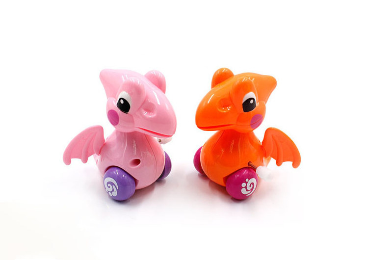 wind up plastic small cartoon dinosaur toys with swing head and wings