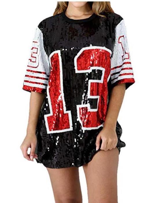 Hip Hop Performance Wear Sequins Short Sleeve 13 Inspired Sequin Jersey Delta Sorority T Shirt Jersey