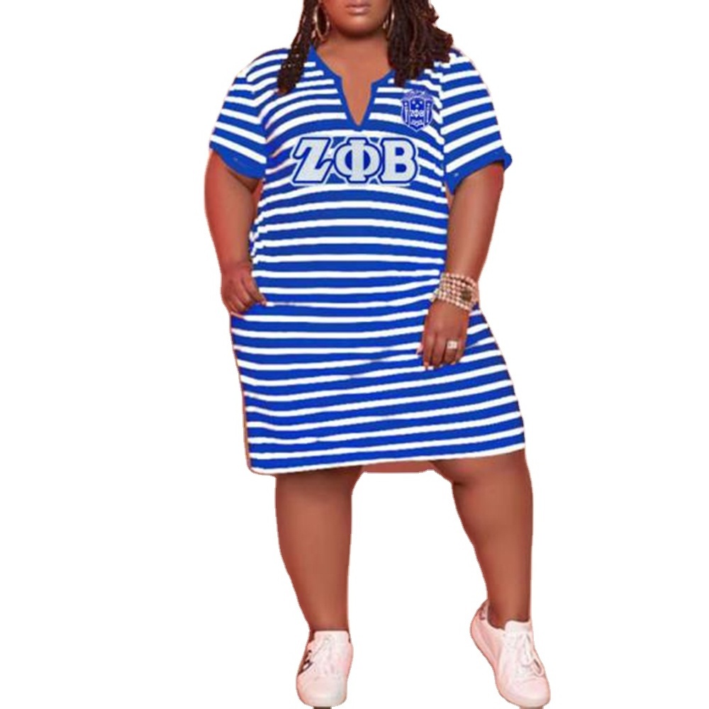 2023 New new summer European and American blue and white  for Finer Women women's stripe V-neck dress