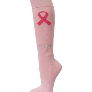 Pink Custom Letter Logo Breast Cancer Awareness Knee High Socks Personalized Versatile Stockings Cotton Sock Football Sock