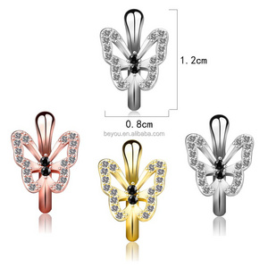 Wholesale Hot Selling Personalized Butterfly Stainless Steel Nose Clip U-shaped Rhinestone Inlaid Nose Stud Ring Piercing