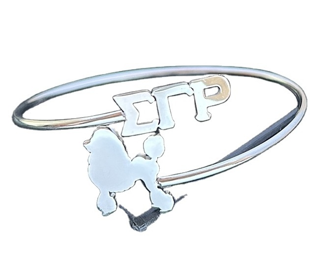 SGR Greek Sorority Poodle Alphabet Stainless Steel Bangle Adjustable Sigma Gamma Rho Open Bangle Jewelry Manufacturer Wholesale