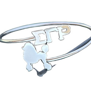 SGR Greek Sorority Poodle Alphabet Stainless Steel Bangle Adjustable Sigma Gamma Rho Open Bangle Jewelry Manufacturer Wholesale