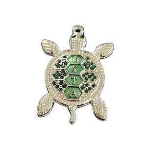 Iota Phi Lambda Organization Turtle Pendants Silver Plating Green Enamel Rhinestone Charms For Necklace Keychain Making Jewelry