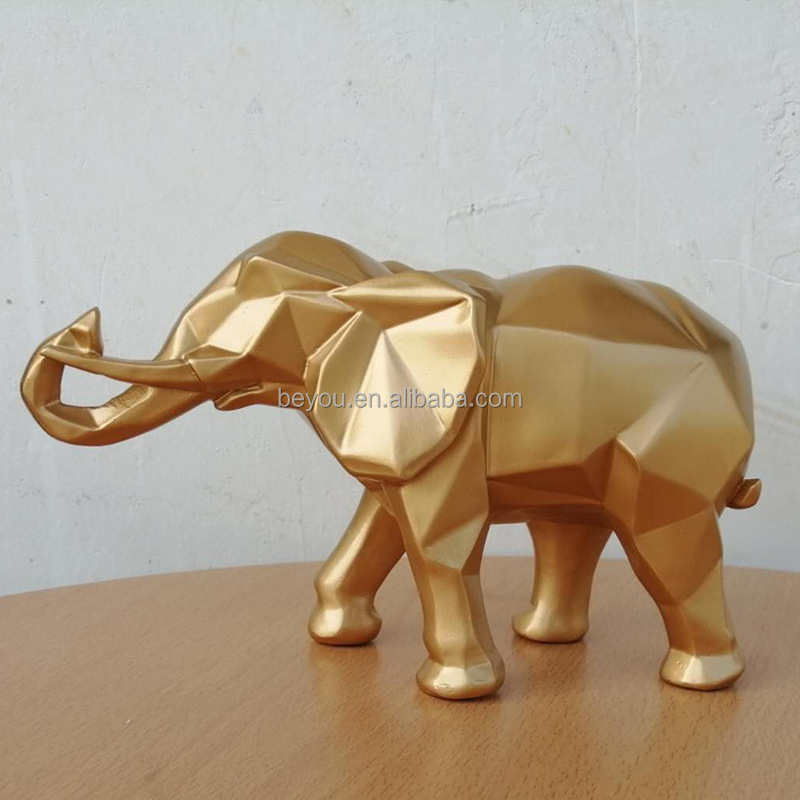 DST Delta Elephant Geometric Animal Elephant Bronze Figurine 3D Abstract Statue Home Decor Modern Art Desktop Animal Shelf Decor