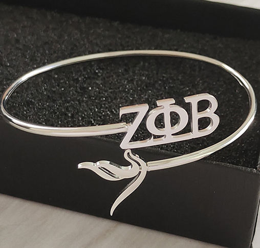 SGR Greek Sorority Poodle Alphabet Stainless Steel Bangle Adjustable Sigma Gamma Rho Open Bangle Jewelry Manufacturer Wholesale