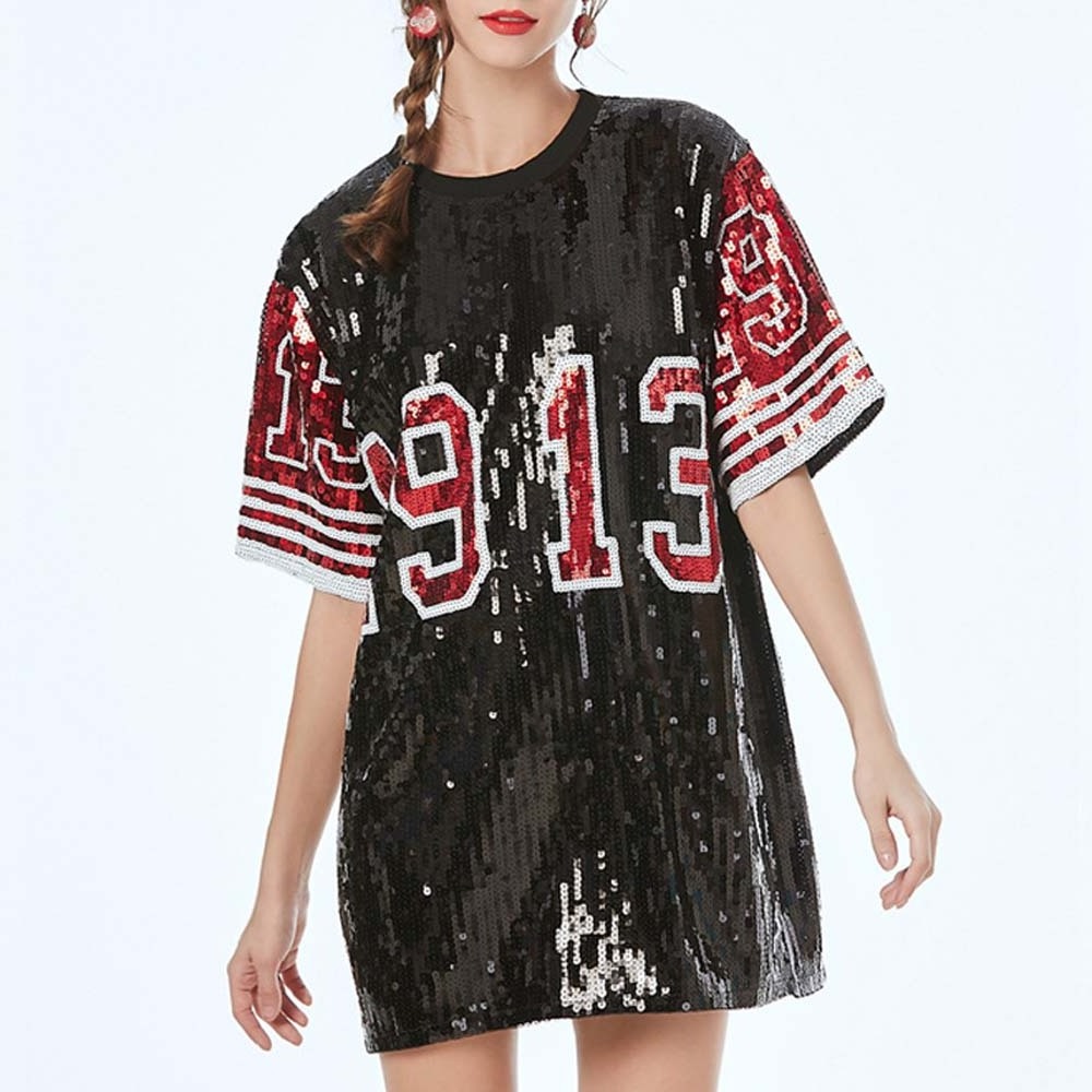 Hip Hop Performance Wear Sequins Short Sleeve 13 Inspired Sequin Jersey Delta Sorority T Shirt Jersey