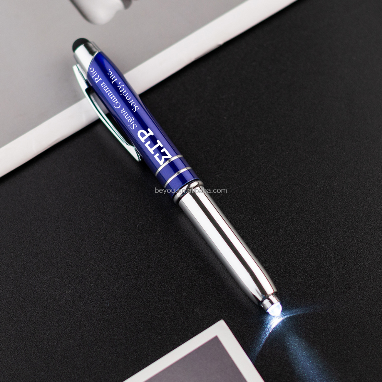 Custom Greek Sorority 3-in-1 LED Light Writing Pens  Pen Captive Precision Stylus with  Touch Screen Multi-function Pen