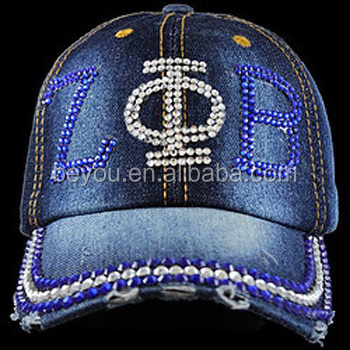 Customized Zeta Phi Beta Custom Sorority Greek Letters Rhinestones Bling Denim Hat Cowboy Baseball hat