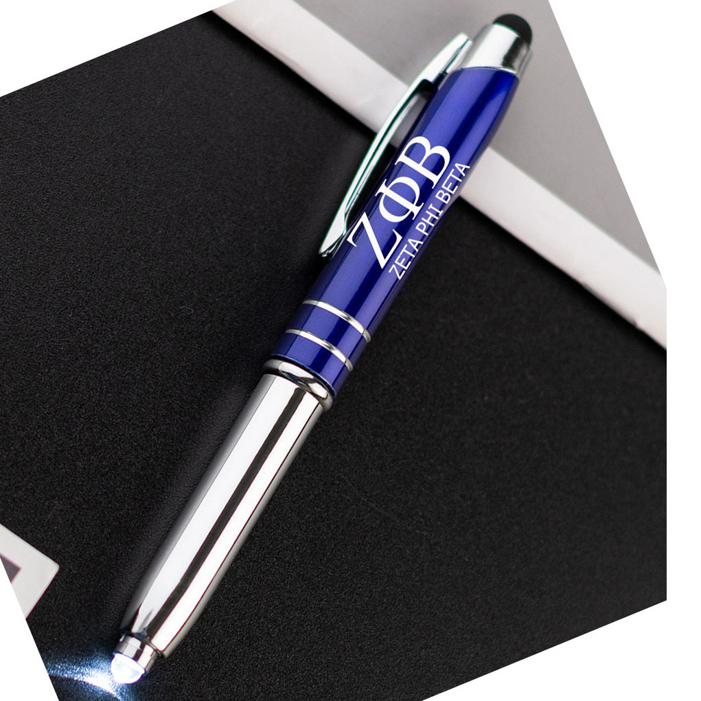 Delta Zeta Phi Beta Theta Engraved Flashlight light up Stylus Pen