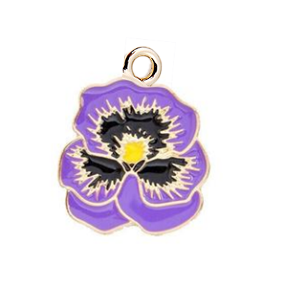 Beyou Delta Metal Pendant Purple Paint Violet Enamel Flower Charm Fit Bracelet African Violet Pin DIY Jewelry Accessory