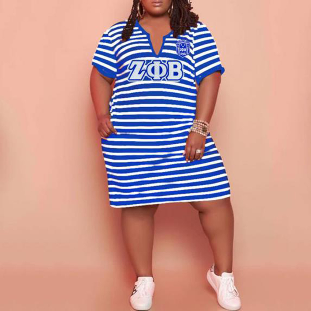 2023 New new summer European and American blue and white  for Finer Women women's stripe V-neck dress