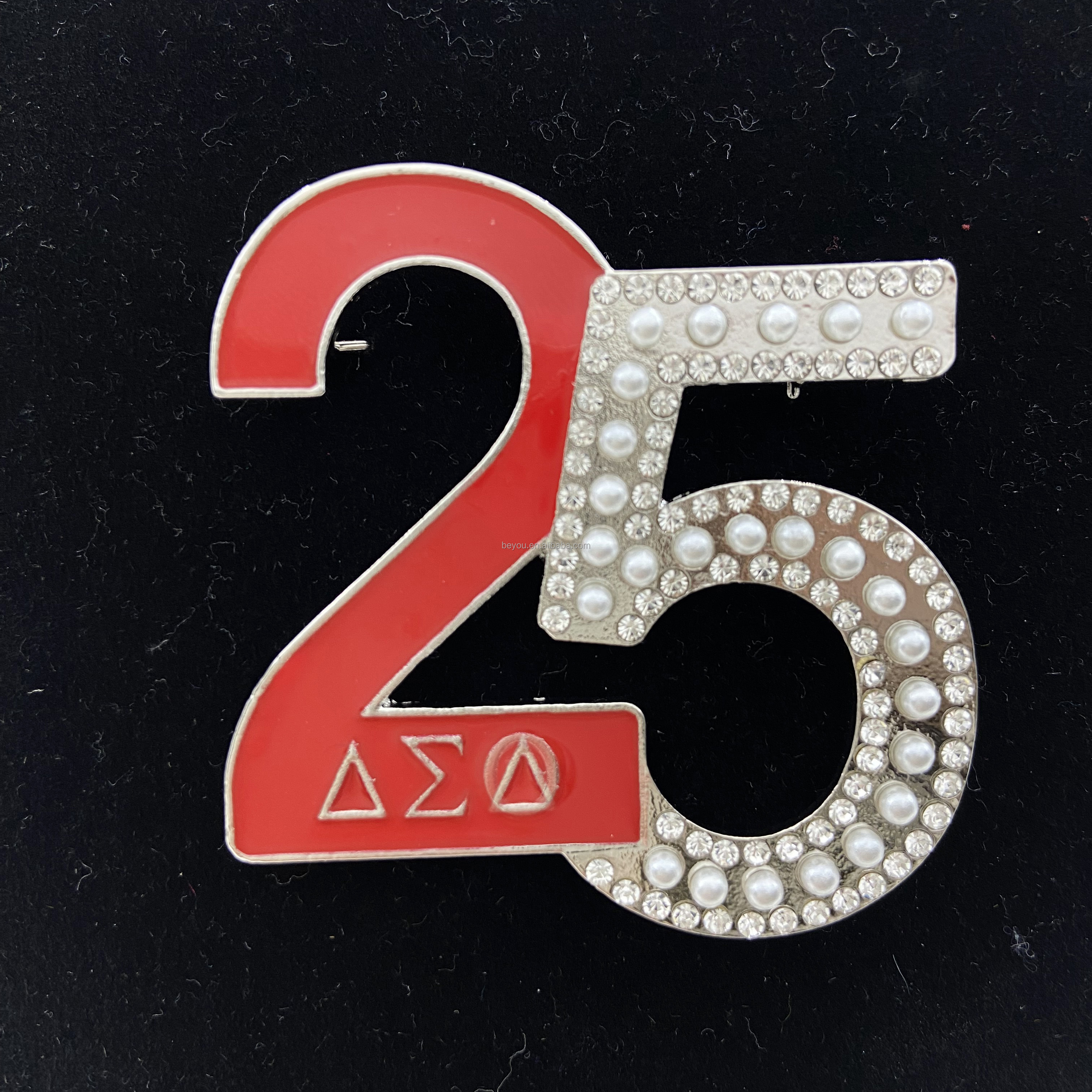 LARGE Delta Sigma Theta 25th Silver Anniversary Pin DST Brooch Scholarship Sisterhood 25th Deltaversary Pearl Lapel Pin Jewelry