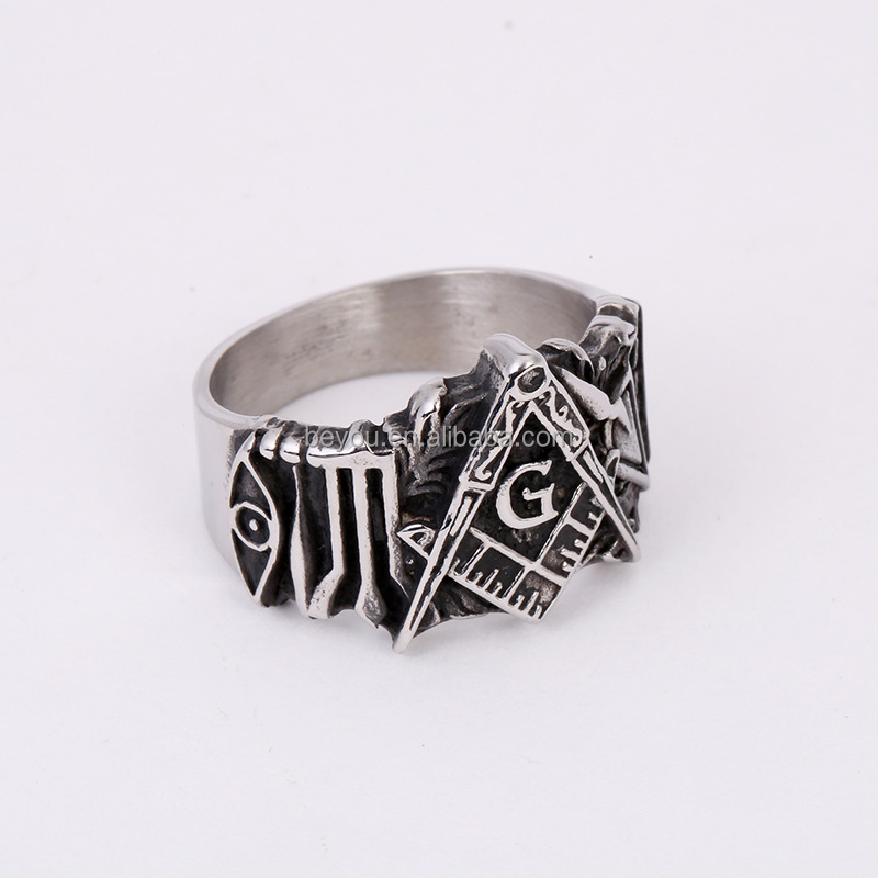 MASTER MASON Vintage Masonic Symbol Ring Freemasonry Medieval Templar All Seeing Eye Ring Punk Jewelry Gift